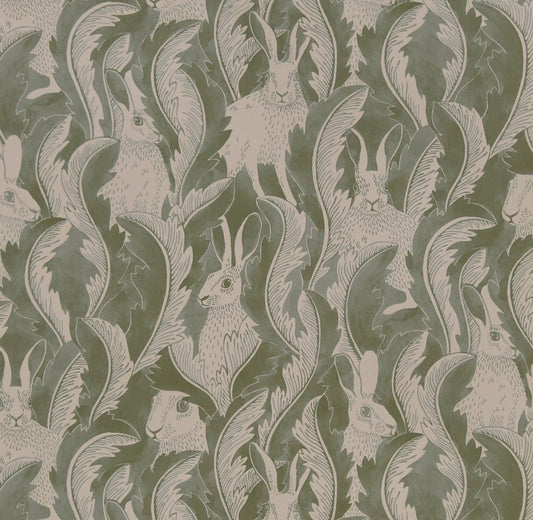 Tapetti Hares in Hiding Vihreä 03-75 (Långelid / Von Brömssen)