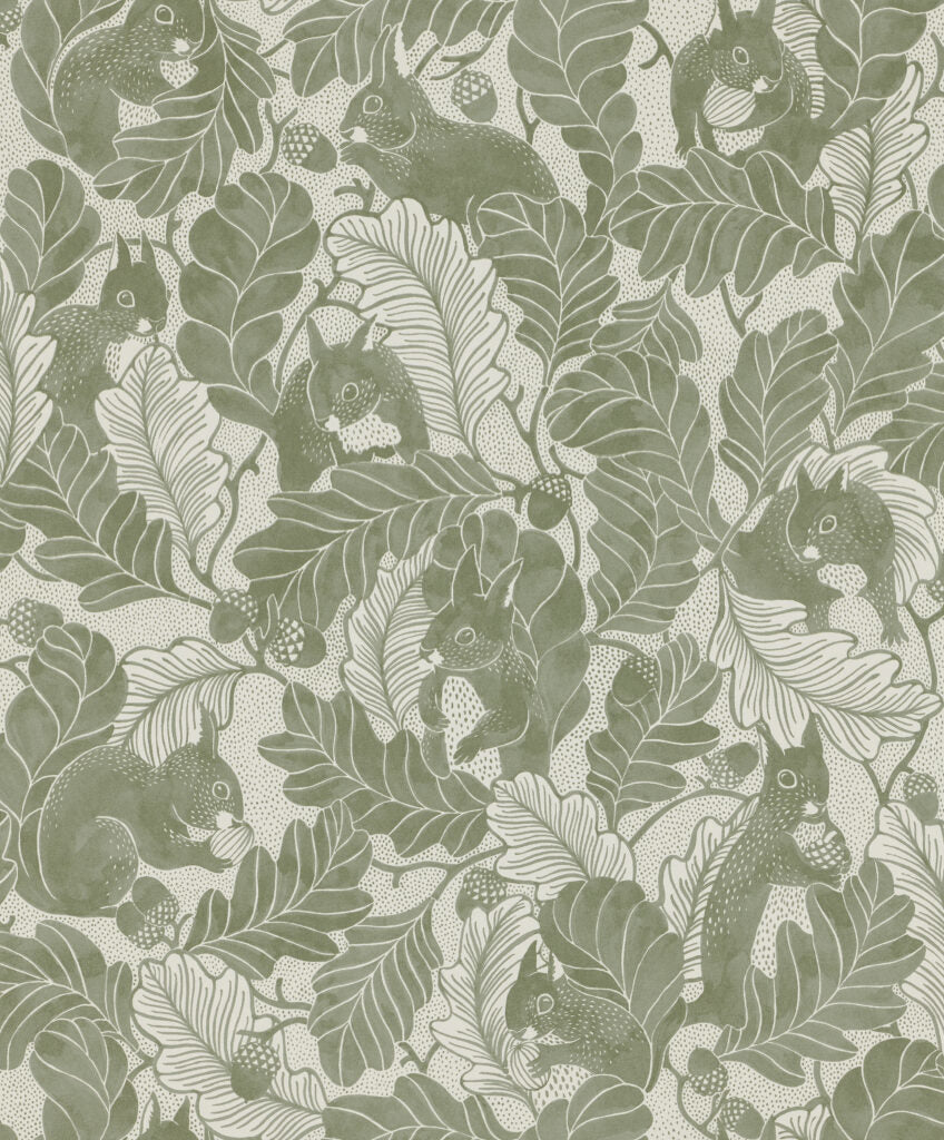 Tapetti Oak Tree Tails  Vihreä 19-55 (Långelid / Von Brömssen )