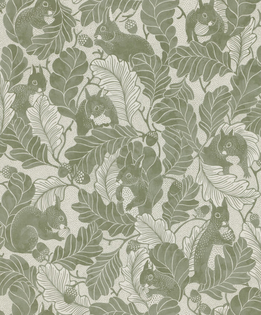 Tapetti Oak Tree Tails  Vihreä 19-55 (Långelid / Von Brömssen )